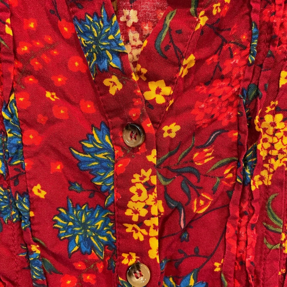 Maeve Anthropologie Button Up Ruby Red Floral Boh… - image 6
